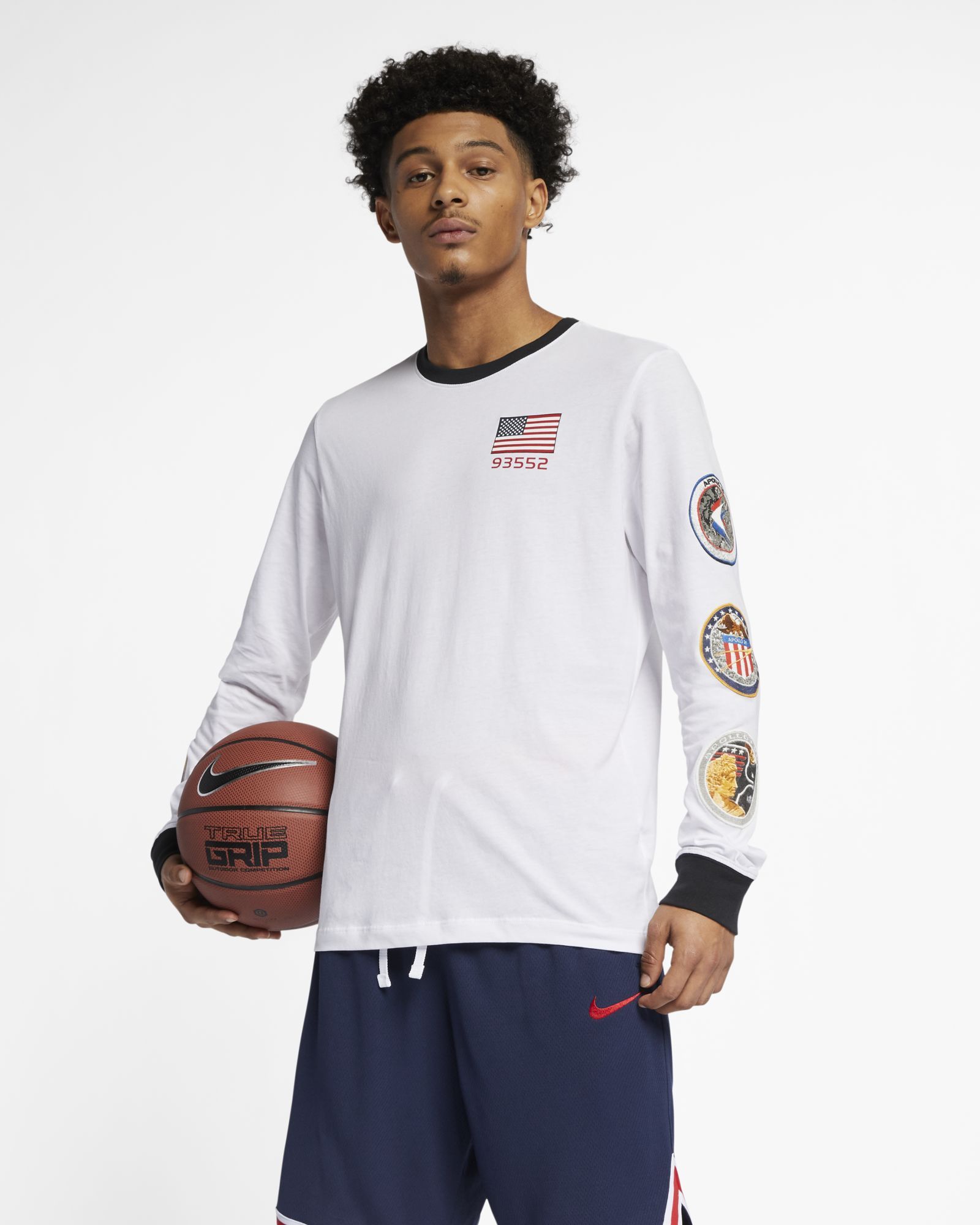 Nike PG NASA Long Sleeve Basketball T Shirt BQ7534 100 SIL