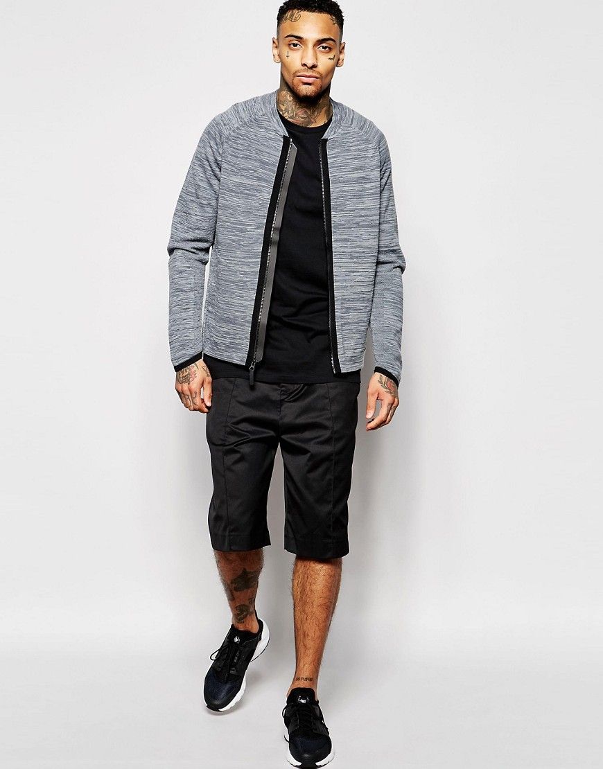 Nike Tech Knit Bomber Jacket 810558 065 Juoda Pilka SIL