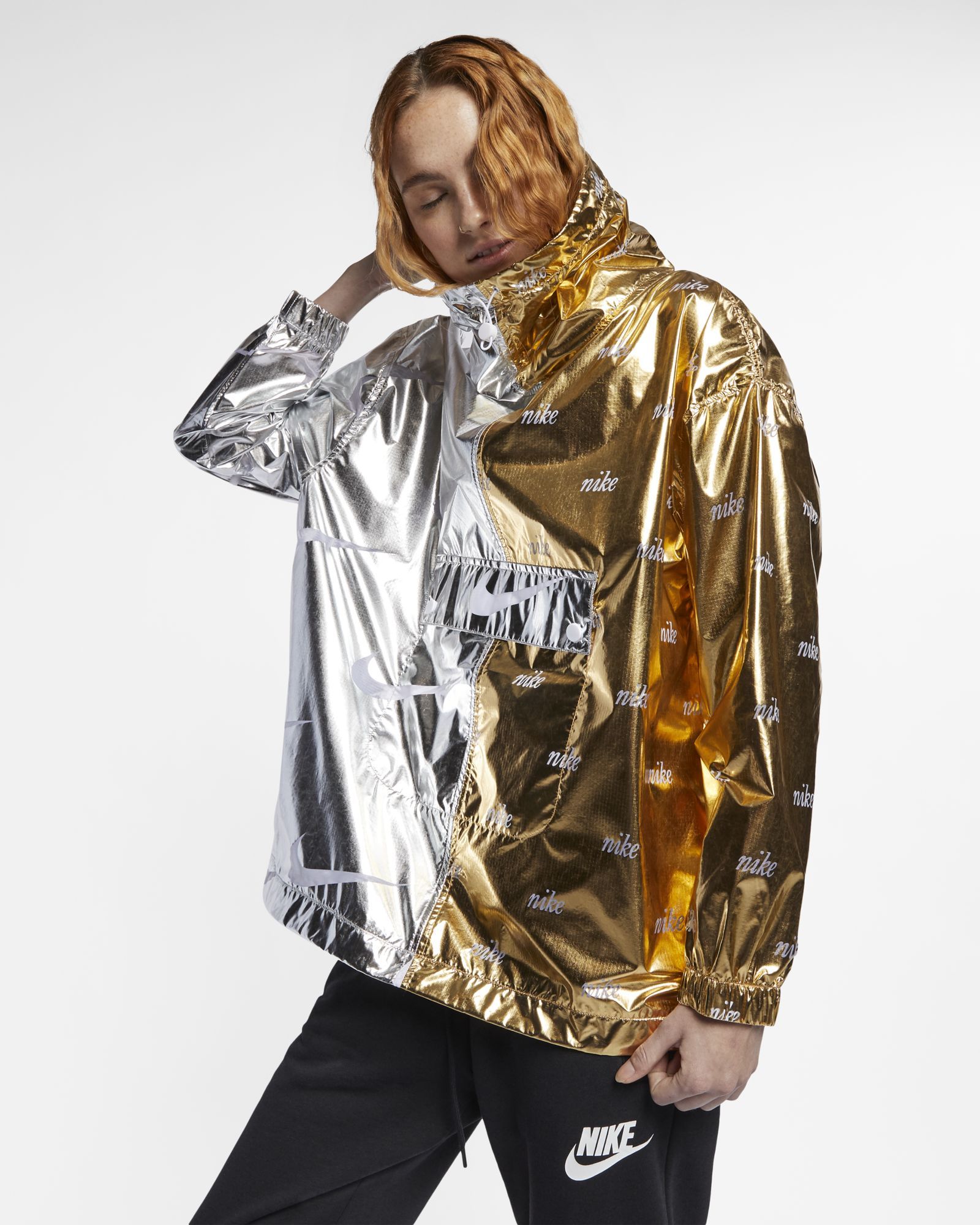 Nike Wmns Sportswear Metallic Jacket AJ0104 751 SIL