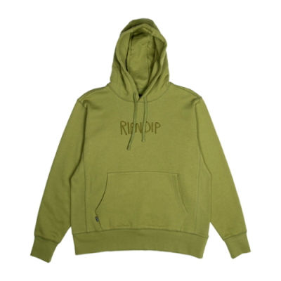 Džemperiai Ripndip RIPNDIP Logo Embroidered Pull Over Hoodie džemperis RND2012-OLV Žalias